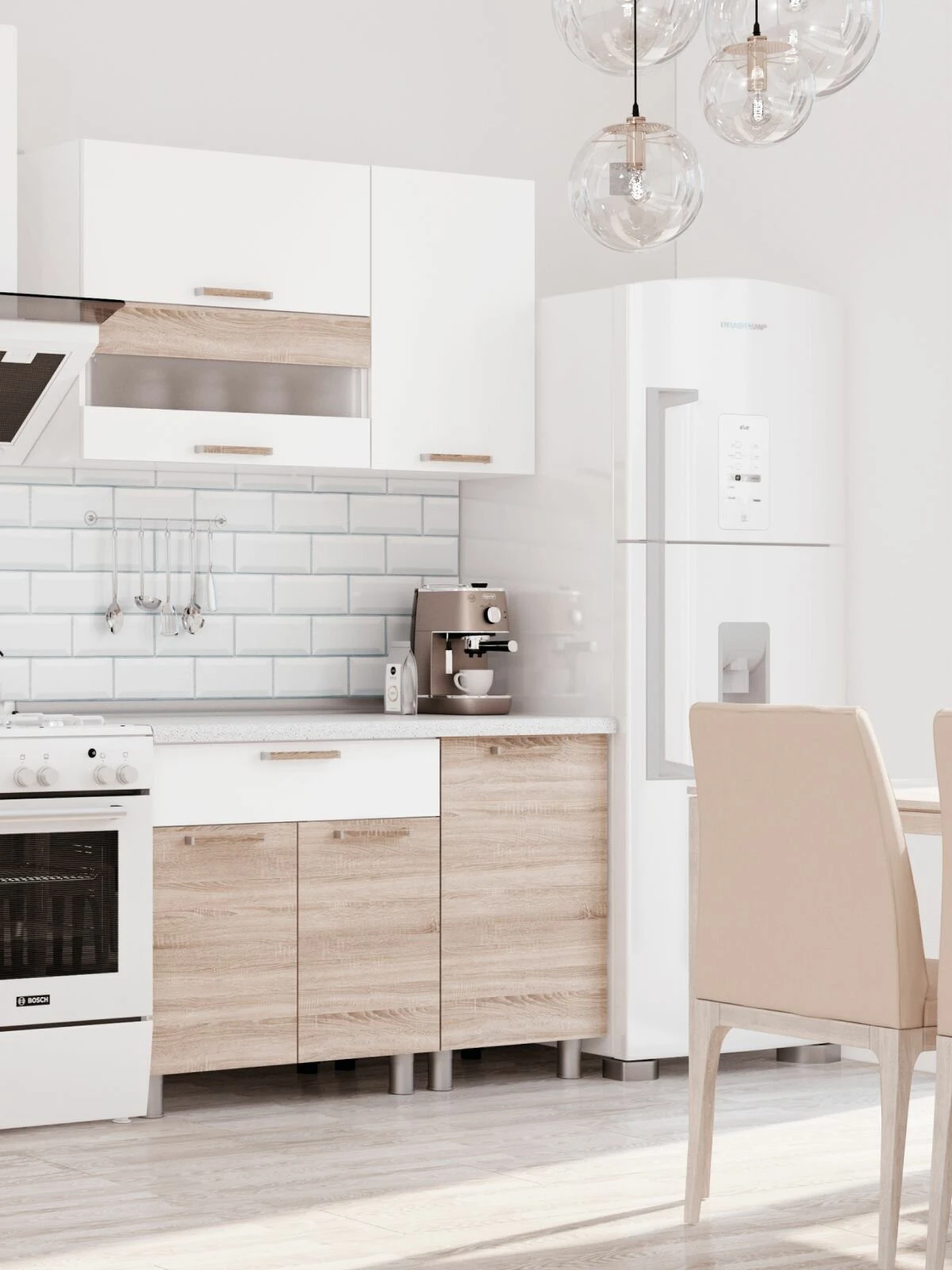 ARNIKA Кухонный гарнитур со столешницей 2,4м "Айсбери" белый/сонома